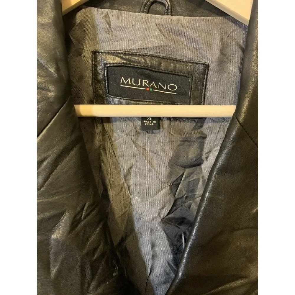 MURANO Men’s Sz XL‎ Black Leather Jacket Lamb Skin